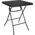 Nomad Klapptisch 60x60 cm Leichter Campingtisch faltbar Kunststoff Tischplatte in Holzoptik Schwarz Stabiler Metallrahmen Tragbarer Gartentisch Balkon Camping 3.7 kg