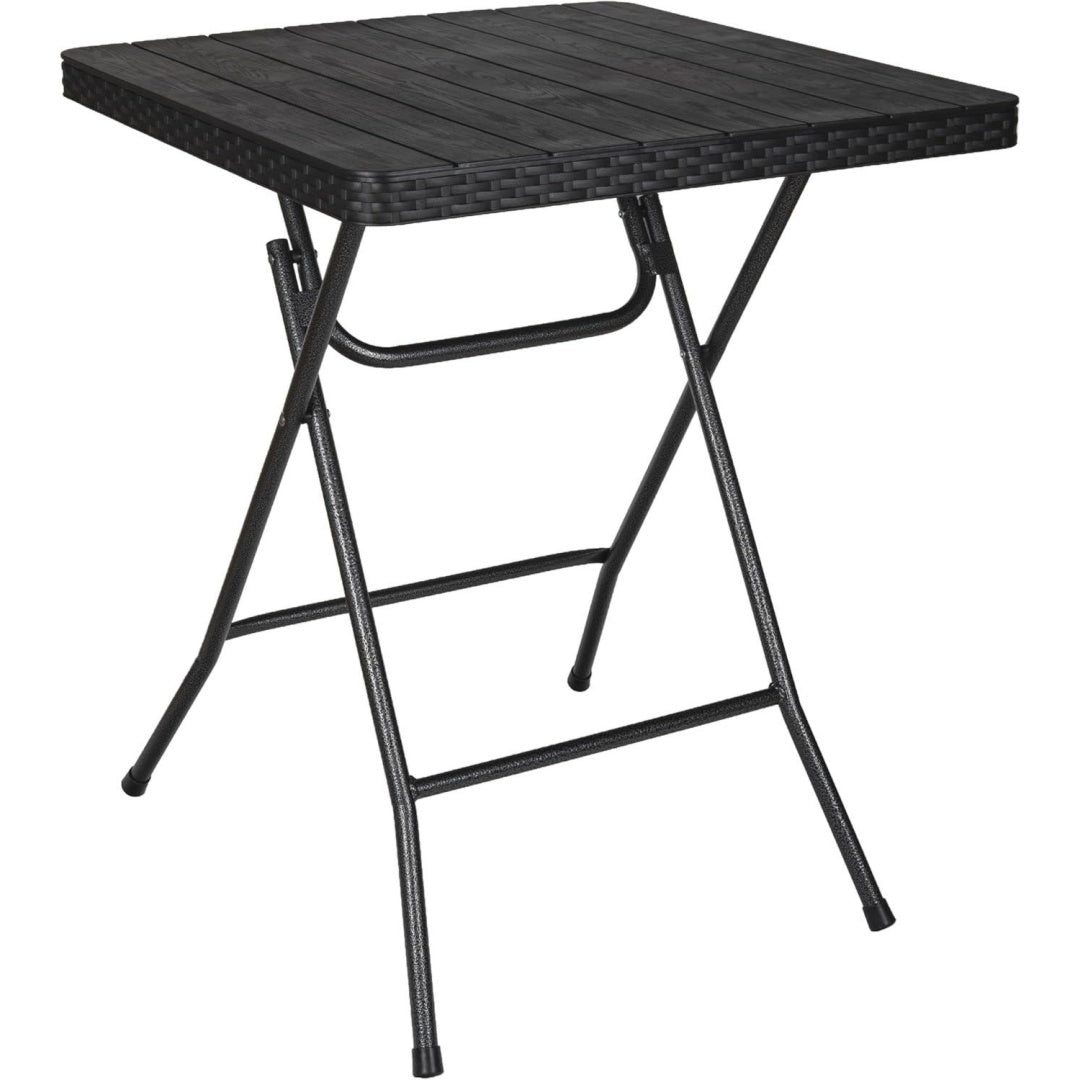 Nomad Klapptisch 60x60 cm Leichter Campingtisch faltbar Kunststoff Tischplatte in Holzoptik Schwarz Stabiler Metallrahmen Tragbarer Gartentisch Balkon Camping 3.7 kg