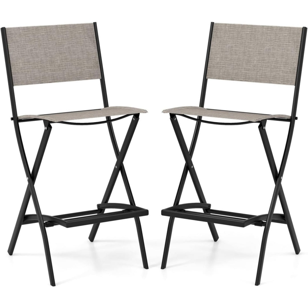 barhocker outdoor klappbar 2er set barstuehle wetterfest mit lehne tresenhocker mit fussstuetze bis 150 kg belastbar sitzhoehe 71 cm gartenstuehle fuer garten balkon terrasse