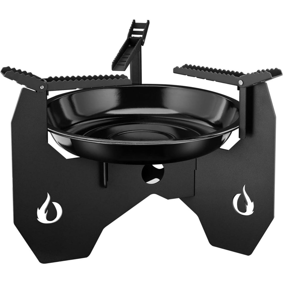 Dutch Oven Untergestell Abnehmbar Gestell fuer Potjie Kessel Toepfe Pfanne Feuertopf Untersetzer 45x45x305cm Dickem Stahl mit Tragetasche Holzkohleplatte Dutch Oven Zubehoer
