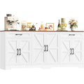 Sideboard 180cm Kuechenschrank mit Arbeitsplatte Sideboard Weiss Sideboard Kueche mit 6 Tueren und 2 Schubladen Anrichte Kuechenbuffet mit Verstellbare Regal fuer Wohnzimmer 180x87x34 cm