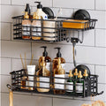 Duschablage ohne Bohren Duschablage Saugnapf Extra Stark 2Set Schwarz Saugnapf Dusche Organizer Grosse Kapazitaet Rostfreier Bad Organizer Ohne Bohren Badezimmer Zubehoer fuer Shampoo Duschkorb