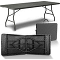 Buffetisch Polyrattan Schwarz Gartentisch Biertisch Klapptisch klappbar faltbar fuer Garten Festivals Camping Outdoor-Events wetterfest stabil platzsparend