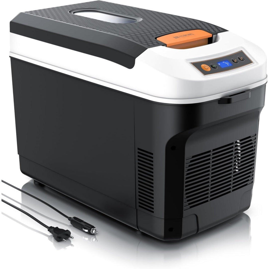 Kuehlbox 21L elektrisch 230 V Netzspannung und 12 V KFZ Bordspannung kuehlt und waermt extra leiser ECO Modus Herabkuehlen ca 20C unter der Umgebungstemperatur Auto Wohnmobil Boot